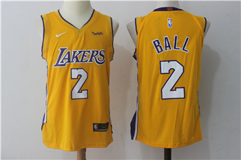Nike Lakers #2 Lonzo Ball Yellow Stitched NBA Jersey
