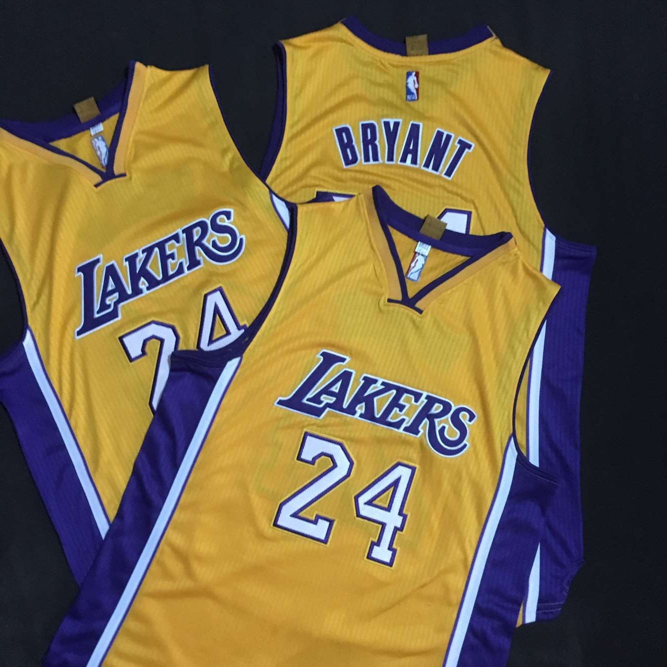 Lakers #24 Kobe Bryant Yellow AU titched NBA Jersey