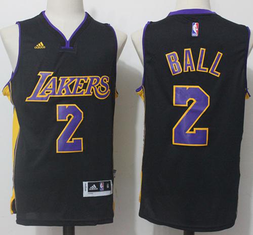 Lakers #2 Lonzo Ball Black(Purple NO.) Stitched NBA Jersey Lakers #2 Lonzo Ball Black(Purple NO.) Stitched NBA Jersey