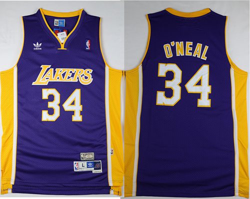 Lakers #34 Shaquille O'Neal Purple Throwback Stitched NBA Jersey Lakers #34 Shaquille O'Neal Purple Throwback Stitched NBA Jersey