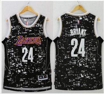 Los Angeles Lakers #24 Kobe Bryant Black City Light Stitched NBA Jersey