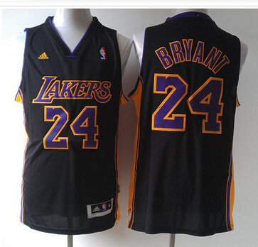 Los Angeles Lakers #24 Kobe Bryant Black Purple Number Hollywood Nights Stitched NBA Jersey