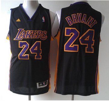 Los Angeles Lakers #24 Kobe Bryant Black Purple Number NBA Jersey
