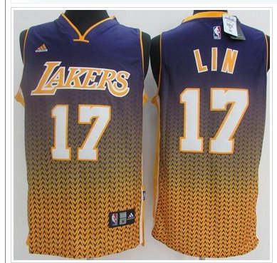 Los Angeles Lakers #17 Jeremy Lin Purple Resonate Fashion Stitched NBA Jersey