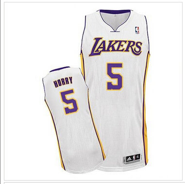 Los Angeles Lakers #5 Robert Horry White Throwback Stitched NBA Jersey