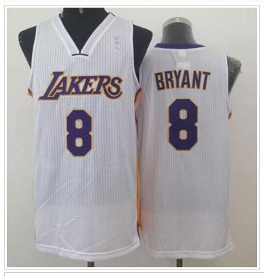 Los Angeles Lakers #8 Kobe Bryant White Throwback Stitched NBA Jersey