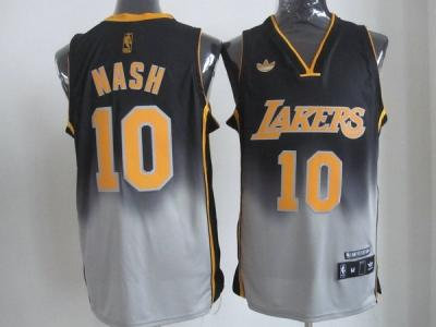 nba los angeles lakers #10 nash grey-black jerseys nba los angeles lakers #10 nash grey-black jerseys