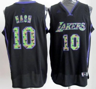 Los Angeles Lakers 10 Steve Nash Black Revolution 30 Swingman NBA Jerseys Camo Number