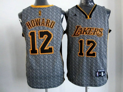 nba los angeles lakers #12 dwight howard grey(static fashion swingman)