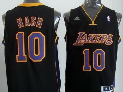 Los Angeles Lakers 10 Steve Nash Black Revolution 30 Swingman NBA Jerseys Purple Number