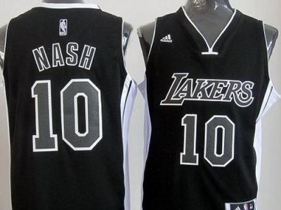 Los Angeles Lakers 10 Steve Nash Black Revolution 30 Swingman NBA Jerseys White Number