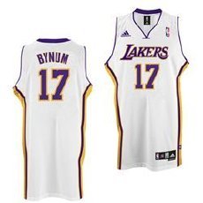 Los Angeles Lakers Bynum #17 white swingman jersey