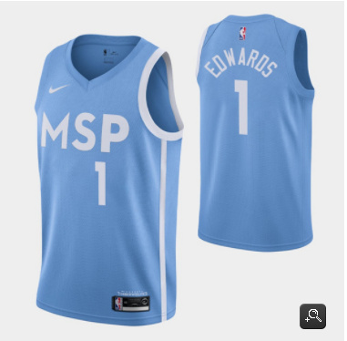 Men's Minnesota Timberwolves #1 Anthony Edwards Blue Stitched Jersey Men's Minnesota Timberwolves #1 Anthony Edwards Blue Stitched Jersey