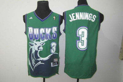 Men's Bucks #3 Jennings Green Hardwood Classics Jersey