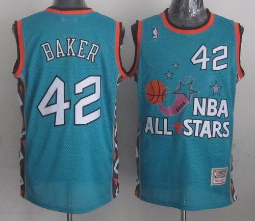 Mitchell And Ness Bucks #42 Vin Baker Light Blue 1996 All star Stitched NBA