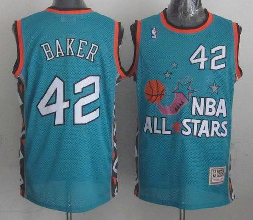 Milwaukee Bucks Mitchell And Ness #42 Vin Baker Light Blue 1996 All star NBA Jersey
