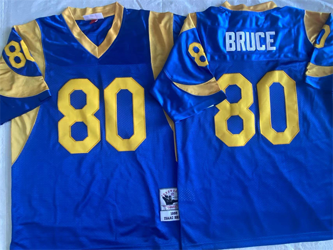 Men's Los Angeles Rams #80 Isaac Bruce Blue Throwback Stitched Jersey Men's Los Angeles Rams #80 Isaac Bruce Blue Throwback Stitched Jersey