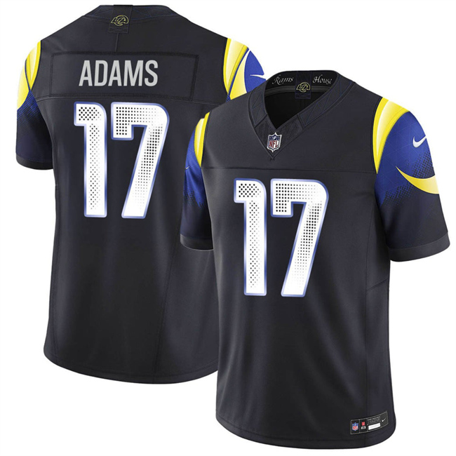 Men's Los Angeles Rams #17 Davante Adams Black 2025 F.U.S.E. “Rivalries” Vapor Limited Stitched Football Jersey Men's Los Angeles Rams #17 Davante Adams Black 2025 F.U.S.E. “Rivalries” Vapor Limited Stitched Football Jersey