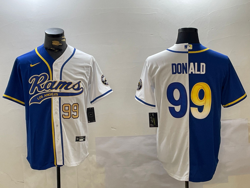 Men's Los Angeles Rams #99 White Cool Base Stitched Baseball Jersey 2 Men's Los Angeles Rams #99 White Cool Base Stitched Baseball Jersey 2