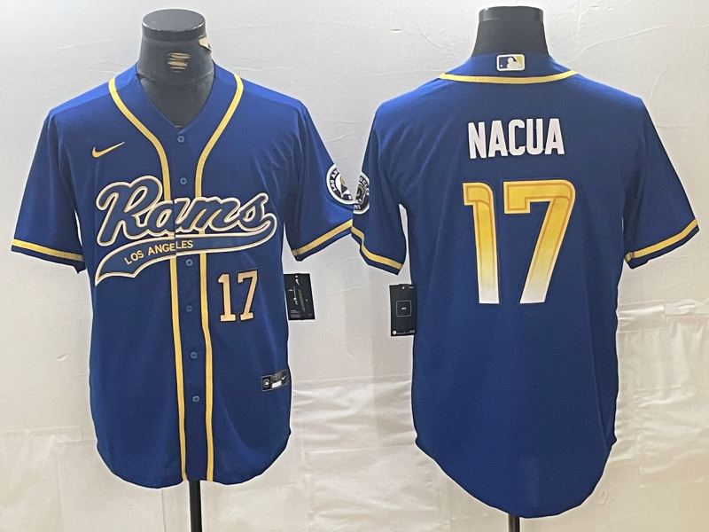 Men's Los Angeles Rams #17 Puka Nacua Royal Cool Base Stitched Baseball Jersey 1 Men's Los Angeles Rams #17 Puka Nacua Royal Cool Base Stitched Baseball Jersey 1