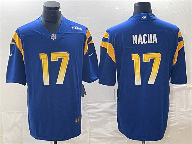 Men's Los Angeles Rams #17 Puka Nacua Blue Vapor Untouchable Limited Stitched Jersey Men's Los Angeles Rams #17 Puka Nacua Blue Vapor Untouchable Limited Stitched Jersey