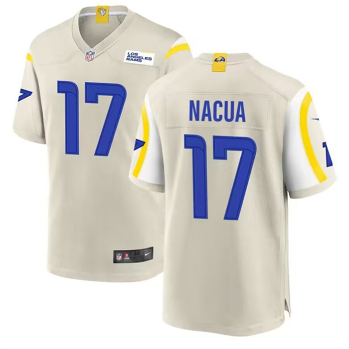 Men's Los Angeles Rams #17 Puka Nacua Bone Stitched Game Jersey Men's Los Angeles Rams #17 Puka Nacua Bone Stitched Game Jersey