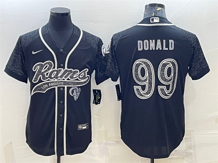 Men's Los Angeles Rams #99 Aaron Donald Black Reflective With Patch Cool Base Stitched Baseball Jersey Men's Los Angeles Rams #99 Aaron Donald Black Reflective With Patch Cool Base Stitched Baseball Jersey