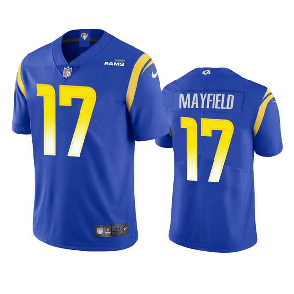 Men's Los Angeles Rams #17 Baker Mayfield Royal Vapor Untouchable Limited Stitched Football Jersey Men's Los Angeles Rams #17 Baker Mayfield Royal Vapor Untouchable Limited Stitched Football Jersey