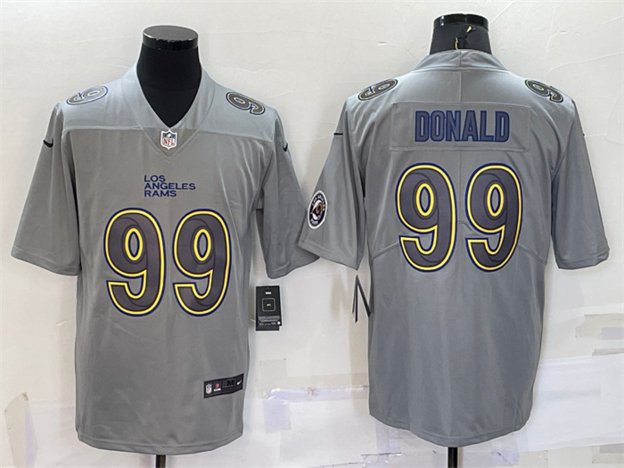 Men's Los Angeles Rams #99 Aaron Donald Grey With Patch Atmosphere Fashion Stitched Jersey Men's Los Angeles Rams #99 Aaron Donald Grey With Patch Atmosphere Fashion Stitched Jersey