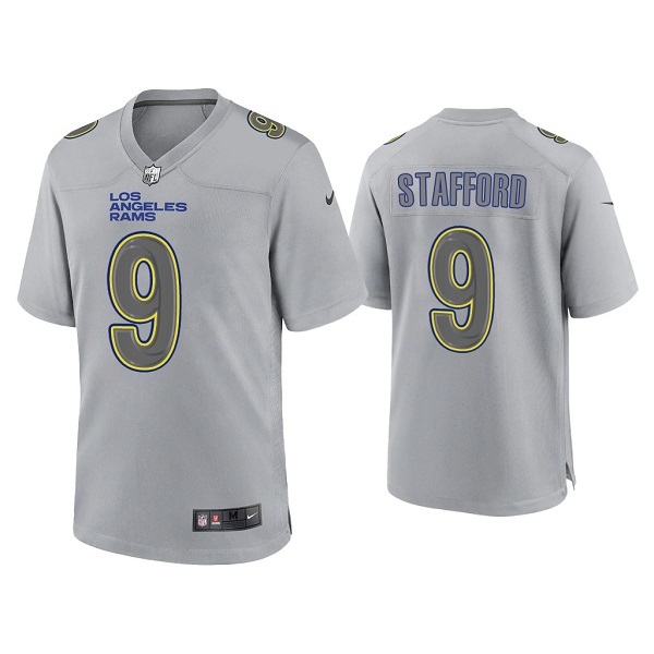 Men's Los Angeles Rams #9 Matthew Stafford Grey Atmosphere Fashion Stitched Game Jersey Men's Los Angeles Rams #9 Matthew Stafford Grey Atmosphere Fashion Stitched Game Jersey