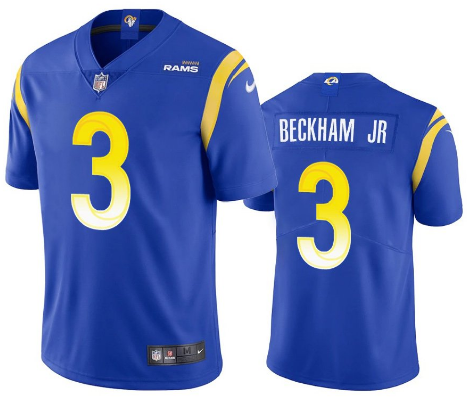 Men's Los Angeles Rams #3 Odell Beckham Jr. 2021 Royal Vapor Untouchable Limited Stitched Football Jersey Men's Los Angeles Rams #3 Odell Beckham Jr. 2021 Royal Vapor Untouchable Limited Stitched Football Jersey