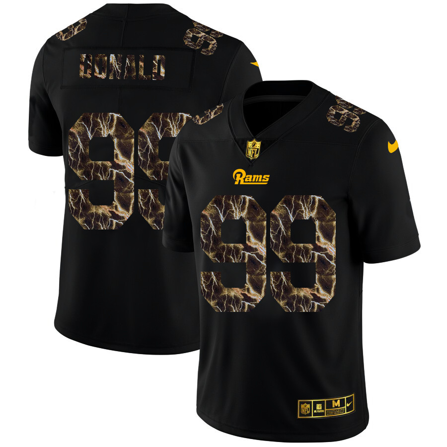 Los Angeles Rams #99 Aaron Donald Men's Black Nike Flocked Lightning Vapor Limited NFL Jersey Los Angeles Rams #99 Aaron Donald Men's Black Nike Flocked Lightning Vapor Limited NFL Jersey