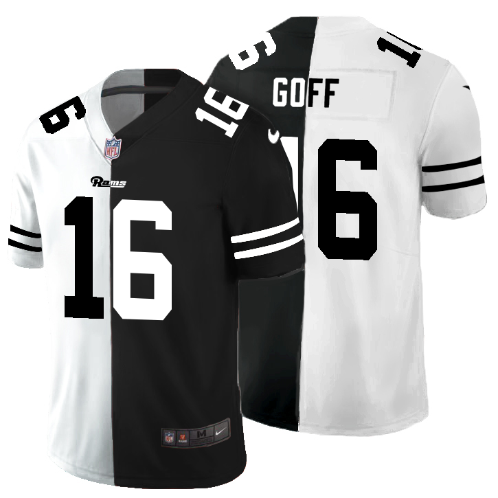 Los Angeles Rams #16 Jared Goff Men's Black V White Peace Split Nike Vapor Untouchable Limited NFL Jersey Los Angeles Rams #16 Jared Goff Men's Black V White Peace Split Nike Vapor Untouchable Limited NFL Jersey