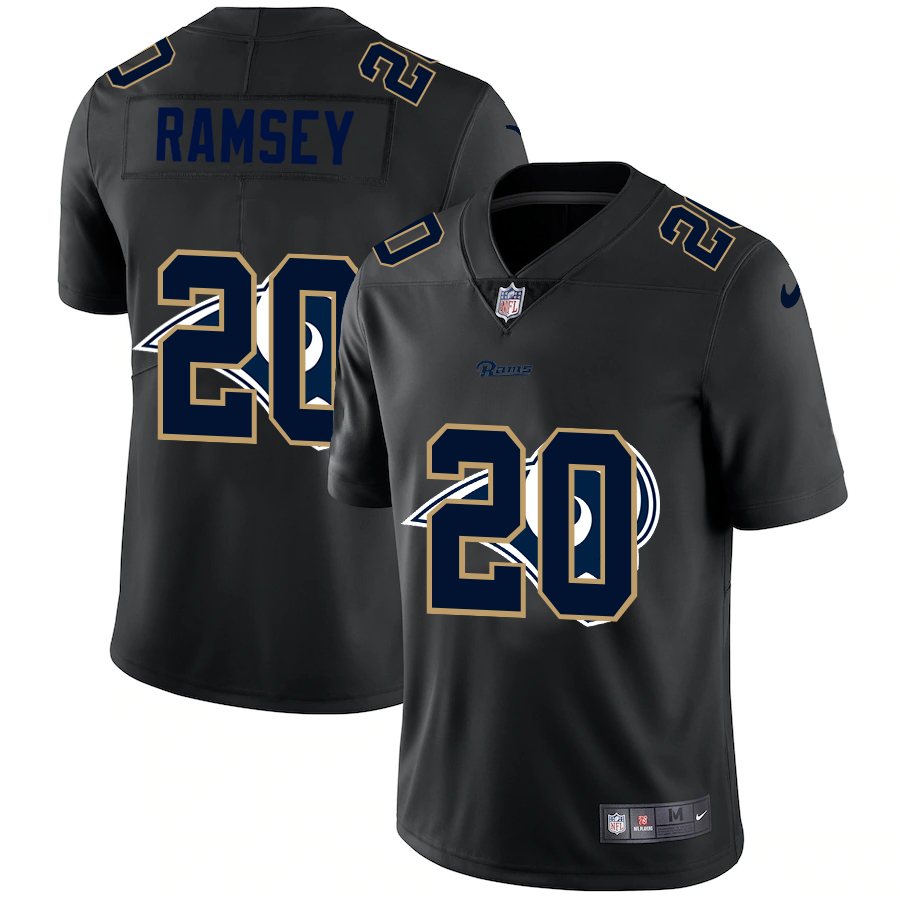 Los Angeles Rams #20 Jalen Ramsey Men's Nike Team Logo Dual Overlap Limited NFL Jersey Black Los Angeles Rams #20 Jalen Ramsey Men's Nike Team Logo Dual Overlap Limited NFL Jersey Black