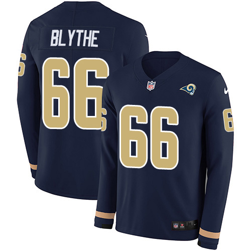 Nike Rams #66 Austin Blythe Navy Blue Team Color Men's Stitched NFL Limited Therma Long Sleeve Jersey Nike Rams #66 Austin Blythe Navy Blue Team Color Men's Stitched NFL Limited Therma Long Sleeve Jersey