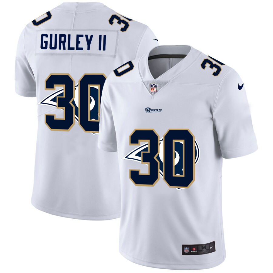 Los Angeles Rams #30 Todd Gurley II White Men's Nike Team Logo Dual Overlap Limited NFL Jersey Los Angeles Rams #30 Todd Gurley II White Men's Nike Team Logo Dual Overlap Limited NFL Jersey