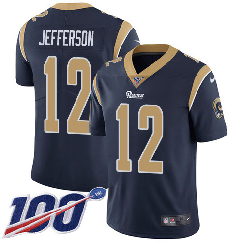 Nike Rams #12 Van Jefferson Navy Blue Team Color Men's Stitched NFL 100th Season Vapor Untouchable Limited Jersey Nike Rams #12 Van Jefferson Navy Blue Team Color Men's Stitched NFL 100th Season Vapor Untouchable Limited Jersey