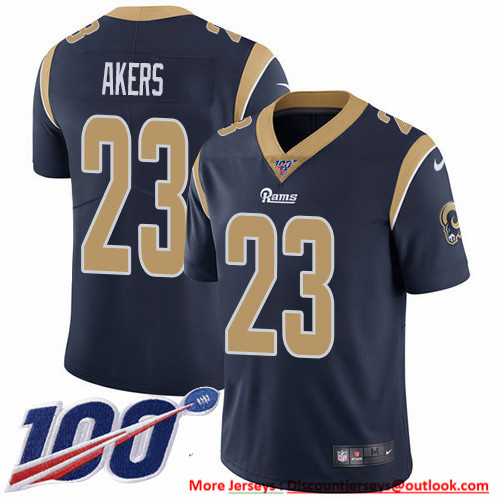 Nike Rams #23 Cam Akers Navy Blue Team Color Men's Stitched NFL 100th Season Vapor Untouchable Limited Jersey Nike Rams #23 Cam Akers Navy Blue Team Color Men's Stitched NFL 100th Season Vapor Untouchable Limited Jersey