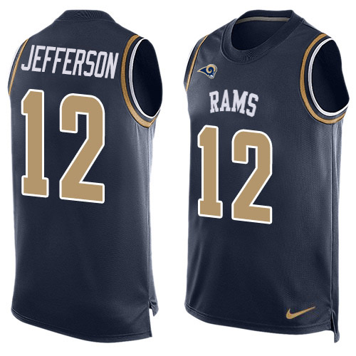 Nike Rams #12 Van Jefferson Navy Blue Team Color Men's Stitched NFL Limited Tank Top Jersey Nike Rams #12 Van Jefferson Navy Blue Team Color Men's Stitched NFL Limited Tank Top Jersey