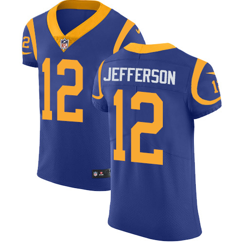 Nike Rams #12 Van Jefferson Royal Blue Alternate Men's Stitched NFL New Elite Jersey Nike Rams #12 Van Jefferson Royal Blue Alternate Men's Stitched NFL New Elite Jersey