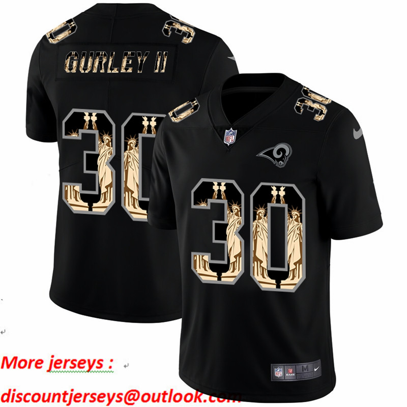 Nike Rams 30 Todd Gurley II Black Statue Of Liberty Limited Jersey