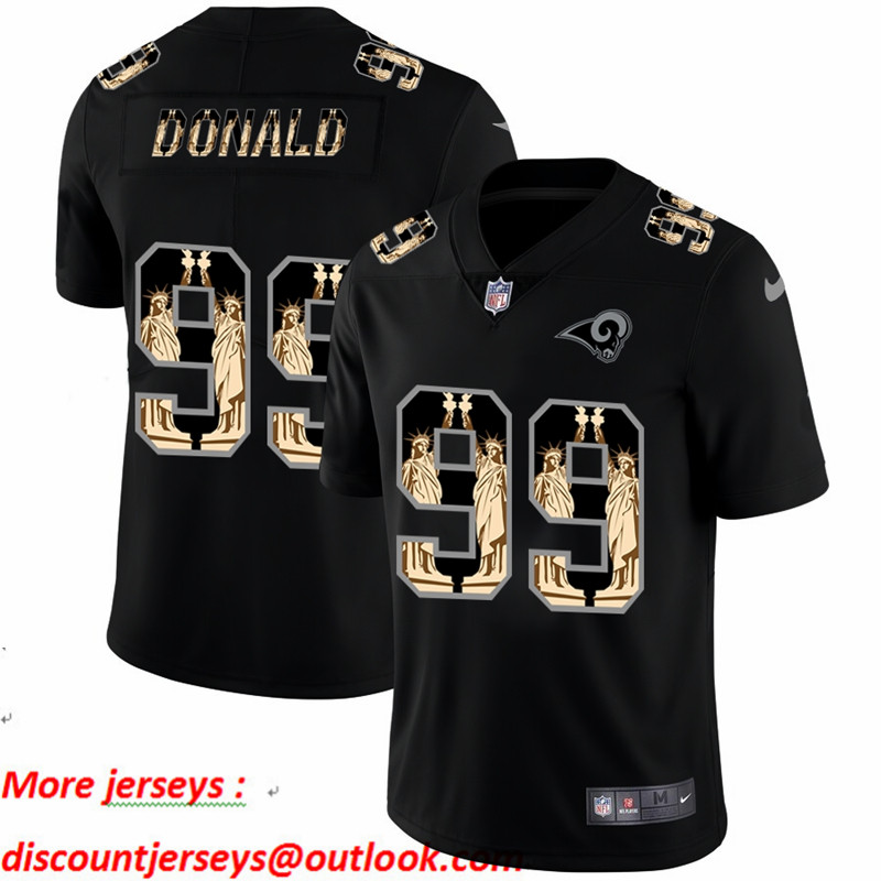 Nike Rams 99 Aaron Donald Black Statue Of Liberty Limited Jersey