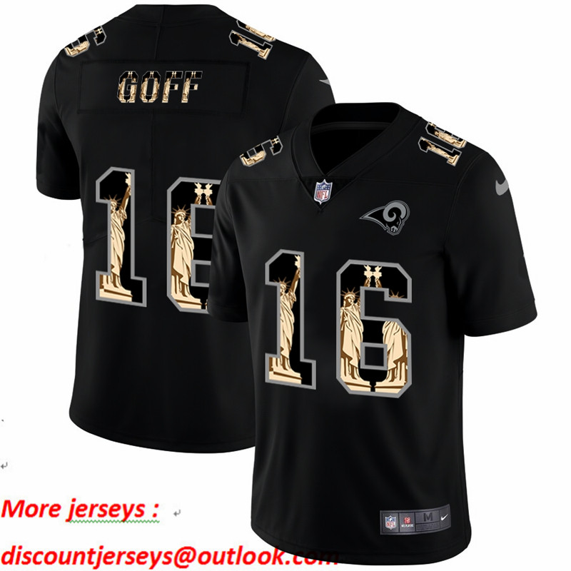 Nike Rams 16 Jared Goff Black Statue Of Liberty Limited Jersey Nike Rams 16 Jared Goff Black Statue Of Liberty Limited Jersey
