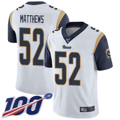 Rams #52 Clay Matthews White Men's Stitched Football 100th Season Vapor Limited Jersey Rams #52 Clay Matthews White Men's Stitched Football 100th Season Vapor Limited Jersey