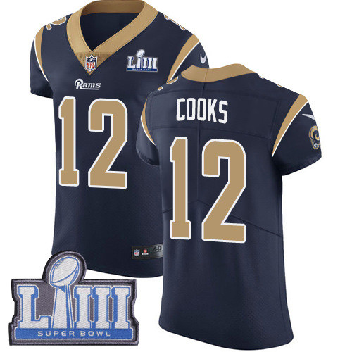 Nike Rams #12 Brandin Cooks Navy Blue Team Color Super Bowl LIII Bound Men's Stitched NFL Vapor Untouchable Elite Jersey Nike Rams #12 Brandin Cooks Navy Blue Team Color Super Bowl LIII Bound Men's Stitched NFL Vapor Untouchable Elite Jersey