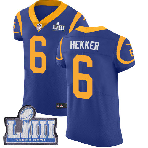 Nike Rams #6 Johnny Hekker Royal Blue Alternate Super Bowl LIII Bound Men's Stitched NFL Vapor Untouchable Elite Jersey Nike Rams #6 Johnny Hekker Royal Blue Alternate Super Bowl LIII Bound Men's Stitched NFL Vapor Untouchable Elite Jersey