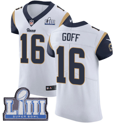Nike Rams #16 Jared Goff White Super Bowl LIII Bound Men's Stitched NFL Vapor Untouchable Elite Jersey Nike Rams #16 Jared Goff White Super Bowl LIII Bound Men's Stitched NFL Vapor Untouchable Elite Jersey