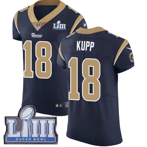 Nike Rams #18 Cooper Kupp Navy Blue Team Color Super Bowl LIII Bound Men's Stitched jerseys Nike Rams #18 Cooper Kupp Navy Blue Team Color Super Bowl LIII Bound Men's Stitched jerseys