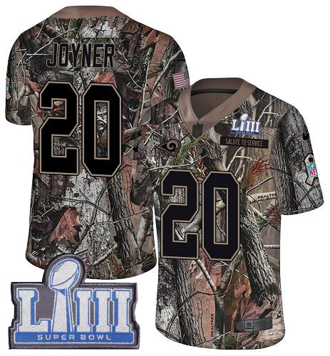 Nike Rams #20 Lamarcus Joyner Camo Super Bowl LIII Bound Men's Stitched NFL Limited Rush Realtree Jersey Nike Rams #20 Lamarcus Joyner Camo Super Bowl LIII Bound Men's Stitched NFL Limited Rush Realtree Jersey