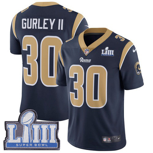 Nike Rams #30 Todd Gurley II Navy Blue Team Color Super Bowl LIII Bound Men's Stitched NFL Vapor Untouchable Limited Jersey Nike Rams #30 Todd Gurley II Navy Blue Team Color Super Bowl LIII Bound Men's Stitched NFL Vapor Untouchable Limited Jersey